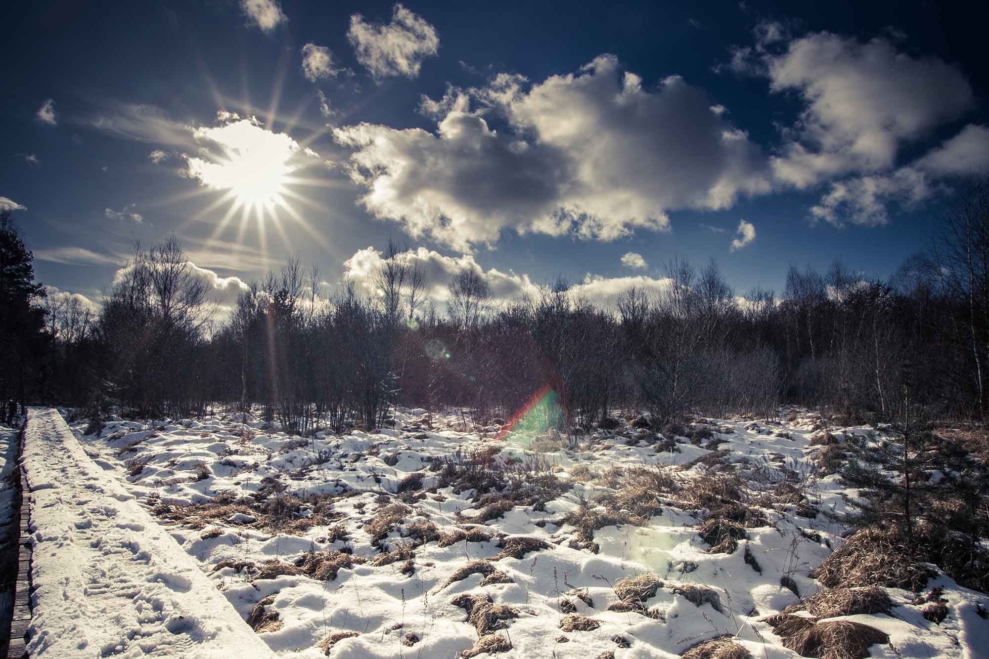 Neige sur le marais du Cassan et de Prentegarde à Saint Etienne Cantalès, droit réservé Cantal Photo Club